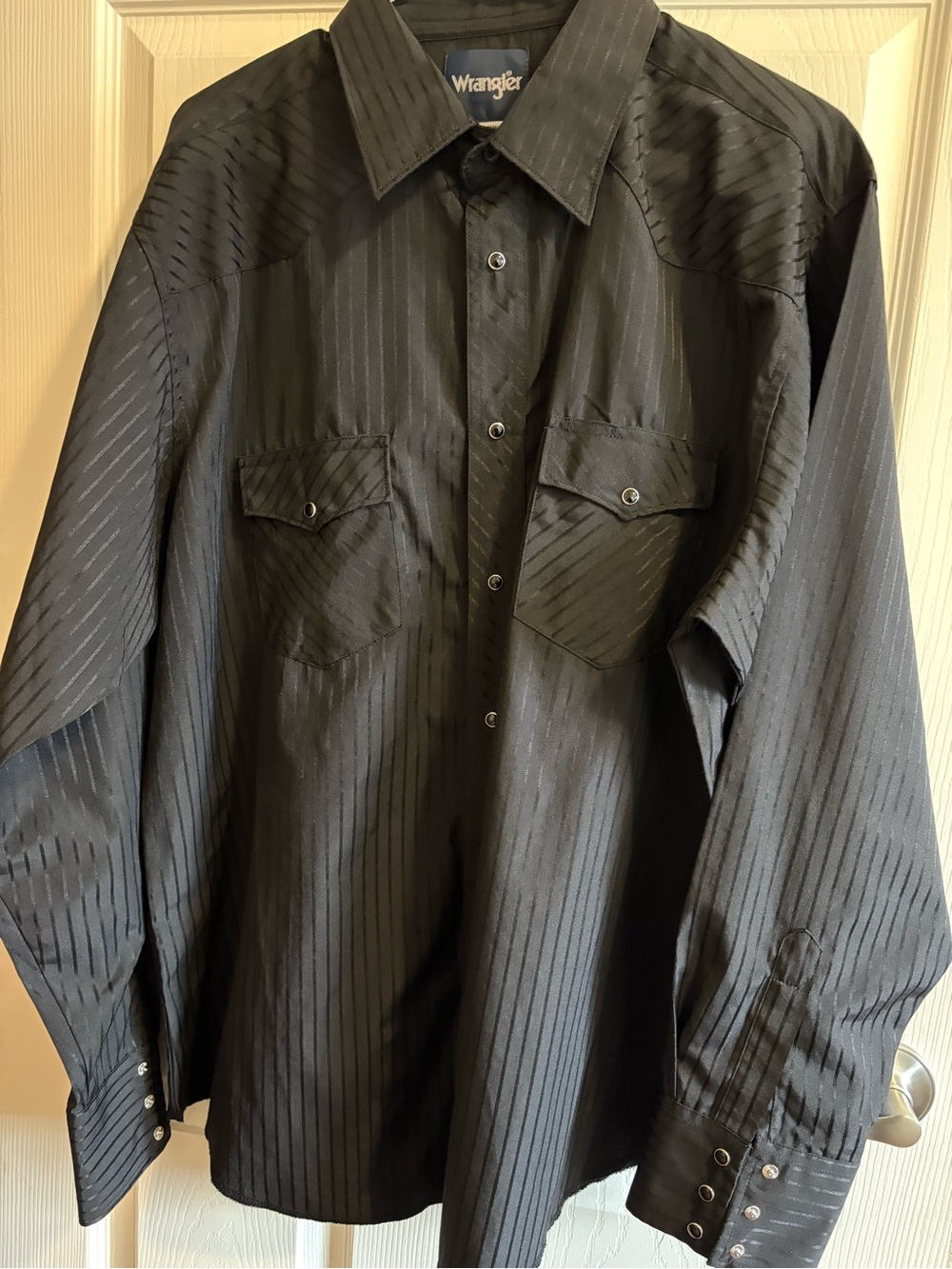 Wrangler Men's Black Pinstripe Western Shirt XL
